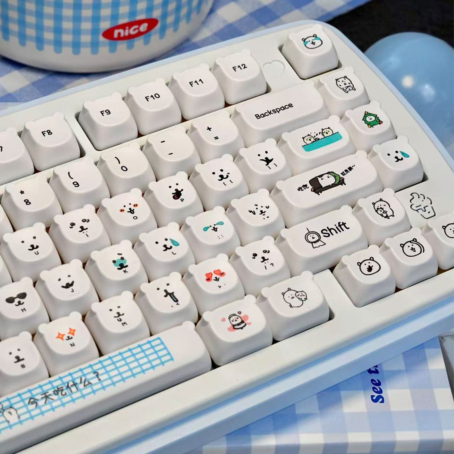 귀여운 만화 캐릭터 곰 PBT 키캡 EAO 높이 내마모 - Gaming Accessories Aesthetic 리뷰 및 가격