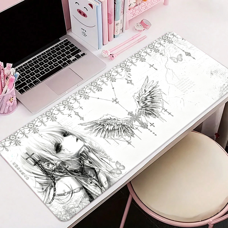 가죽 마우스 패드 블랙 화이트 애니메이션 미학 천사 소 - Gaming Accessories Aesthetic 리뷰 및 가격