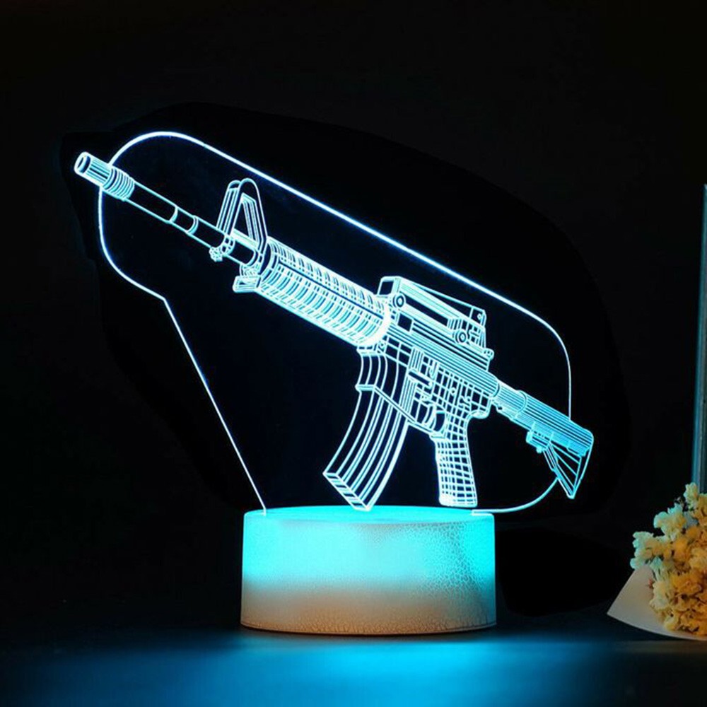 게임 소총 3d Led 야간 조명 게임 데스크탑 룸 장 - Accessories For Your Gaming Room 리뷰 및 가격